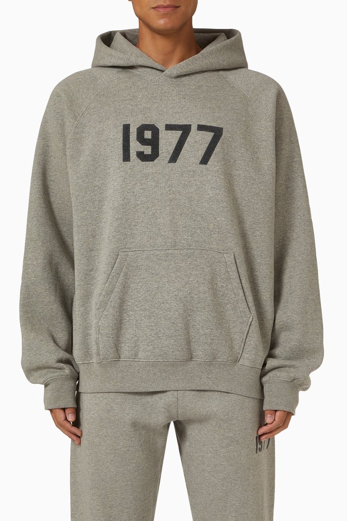 

Essentials Hoodie in Brushed Cotton Fleece, Grey