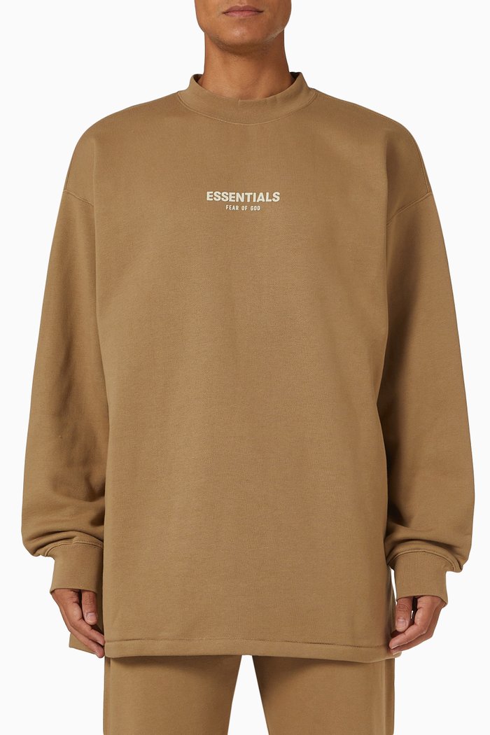 

Essentials Sweatshirt in Brushed Cotton Fleece, Brown