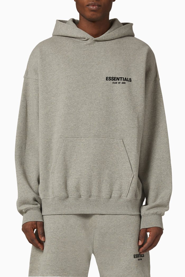

Essentials Hoodie in Cotton Blend, Grey