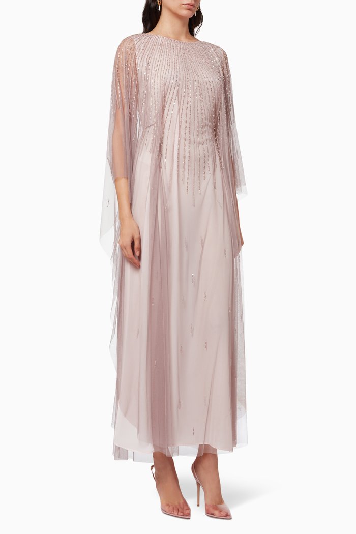 

Starbust Embroidered Kaftan in Tulle, Pink