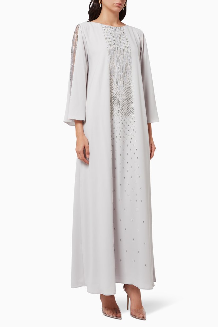 

Crystal Beads & Sequins Kaftan, Grey