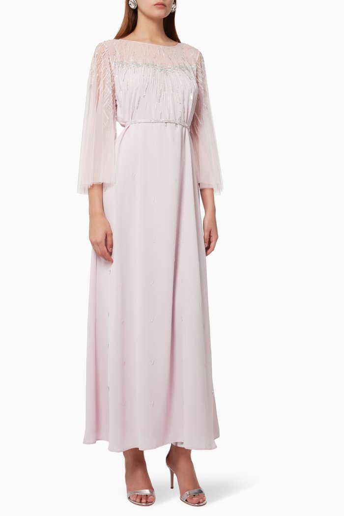 

Starbust Embroidered Kaftan in Tulle, Pink