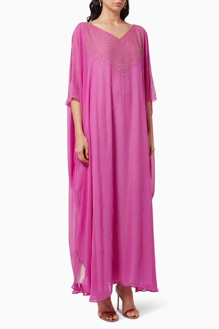 

Beads and Sequins Embellishments Kaftan, Pink