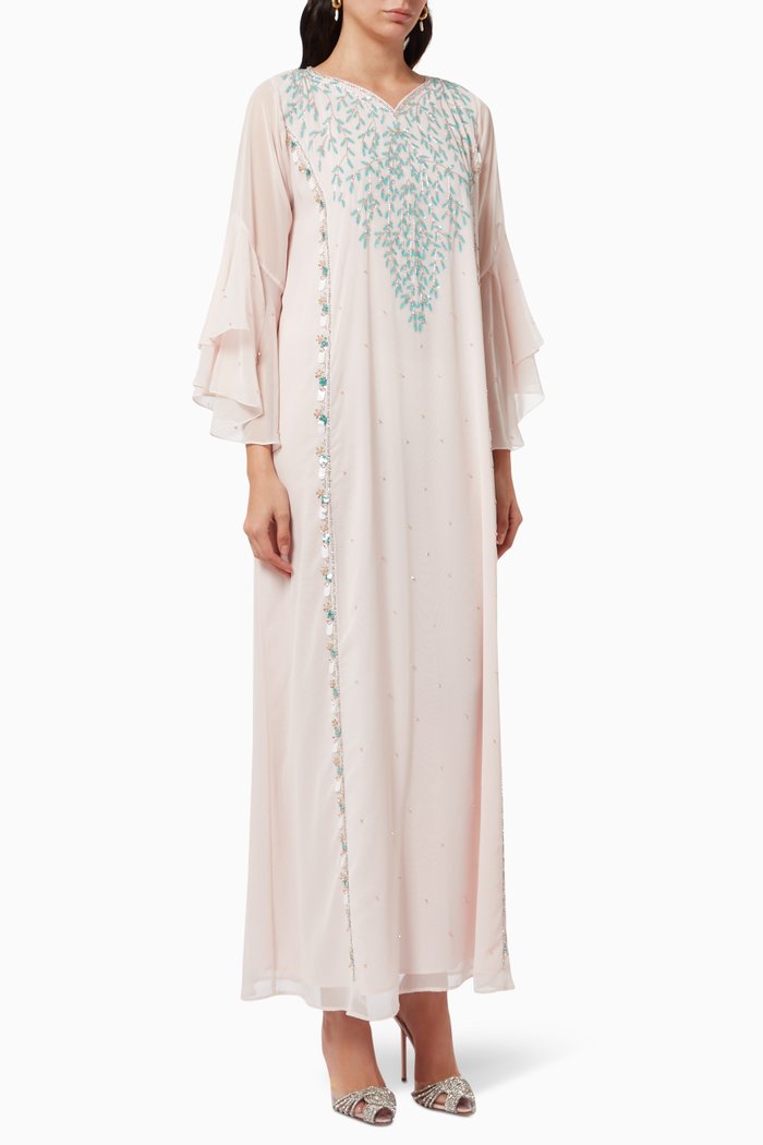 

Beads and Sequins Embellishments Kaftan, Pink