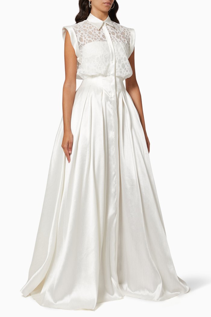 

Duchess Shirt Gown in Lace, Neutral