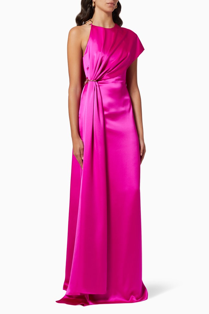 

Asymmetric Long Dress, Pink