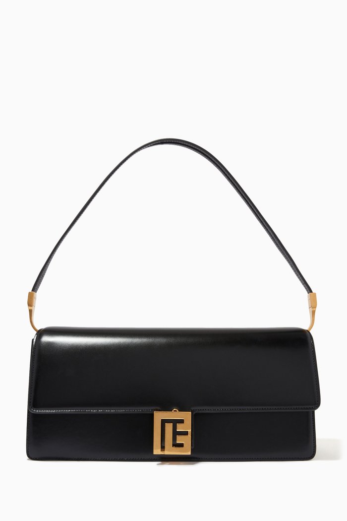 

Ely Clutch Bag in Shiny Smooth Leather, Black