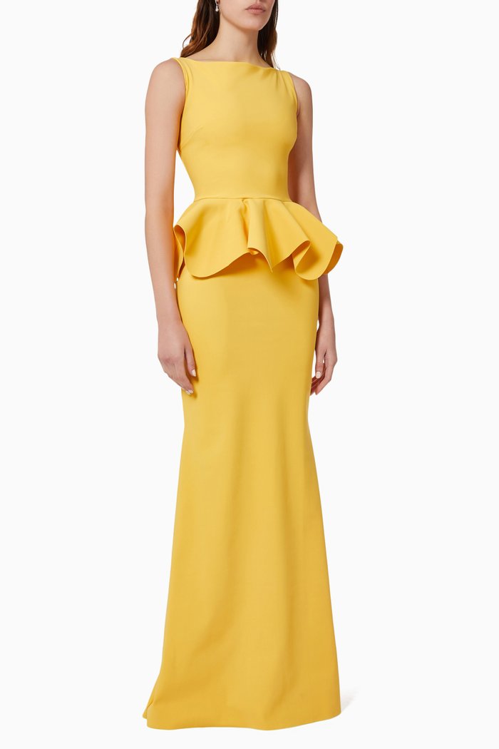 

Eden Peplum Gown, Yellow