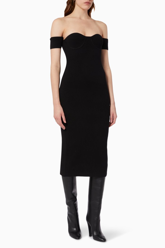 

Contour Dress in Ribbed Viscose, Black