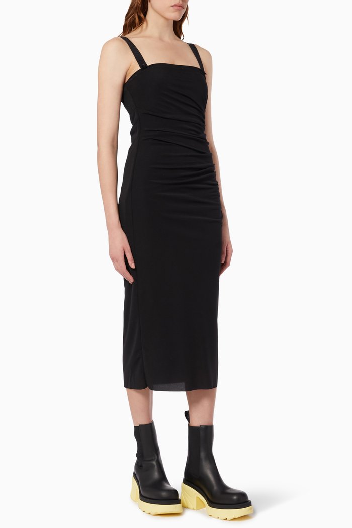 

Twisted Midi Dress in Crepe, Black