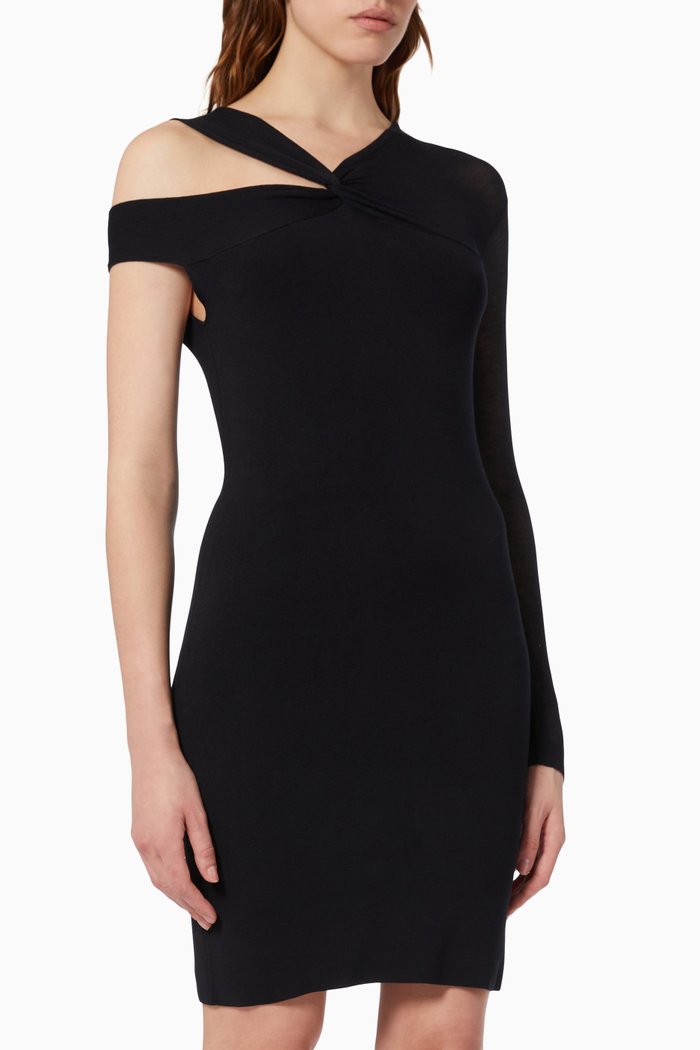 

Twisted Cut-out Mini Dress in Viscose Jersey, Black