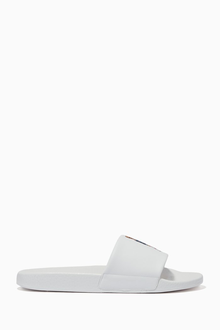 

Polo Slides in Faux Leather, White