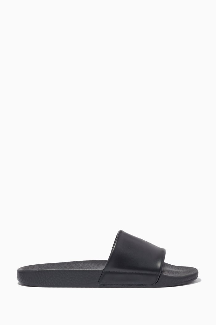 

Polo Slides in Leather, Black