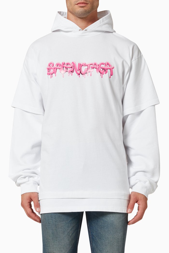 

Slime Double Hooded T-shirt in Vintage Jersey & Fleece, White