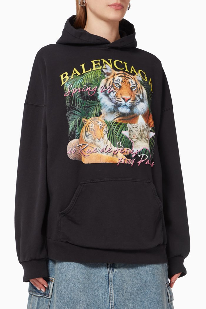 

Year of the Tiger Hoodie in Cotton Fleece, Black