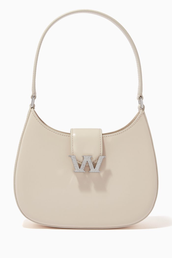 

Small W Legacy Hobo Shoulder Bag in Patent Leather, Neutral