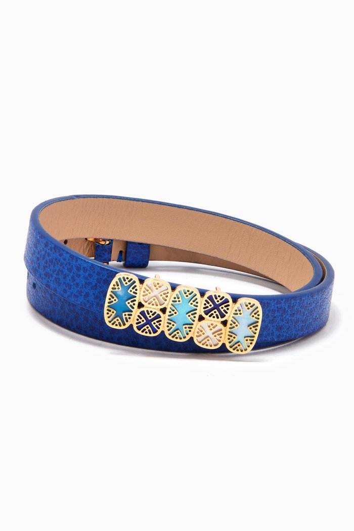 Amelia Granada Mother of Pearl Bracelet in Leather & 18kt Yellow Gold