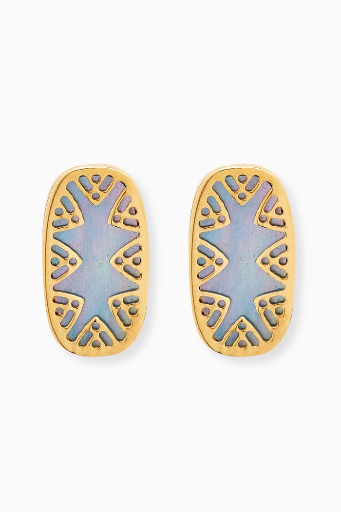 Amelia Magical Dusk Mother of Pearl Earrings in 18kt Yellow Gold