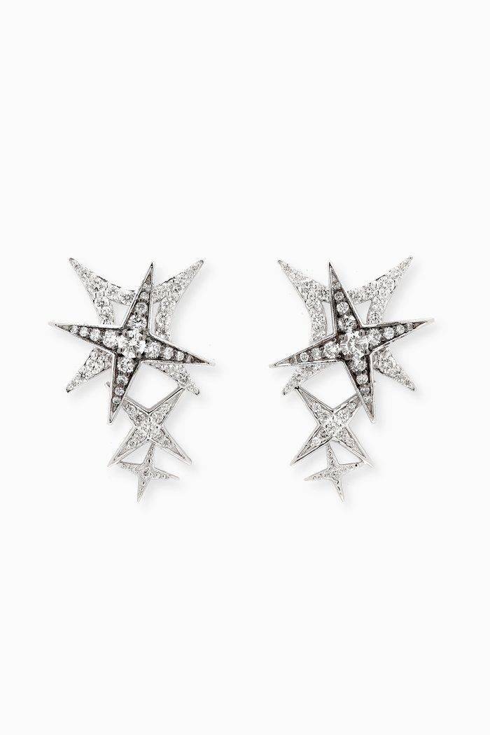Star Diamond Earrings in 18kt White Gold
