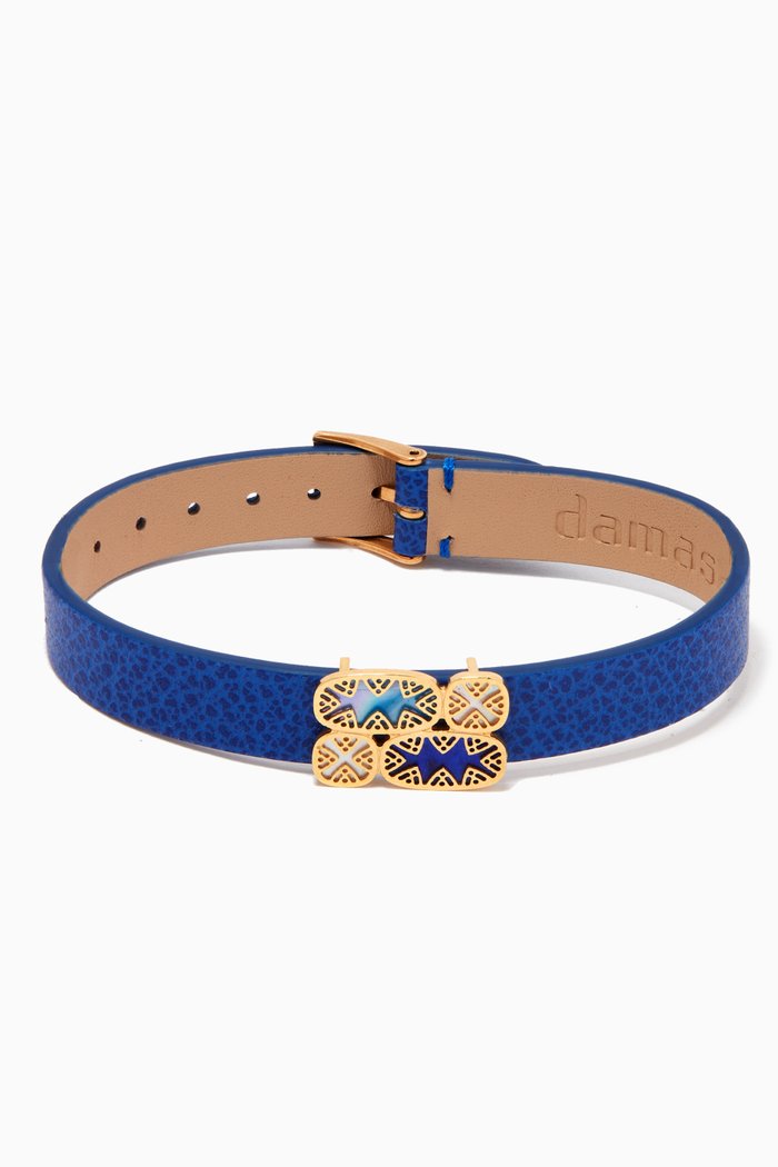 

Amelia Granada Mother of Pearl Single Bracelet in Leather & 18kt Yellow Gold
