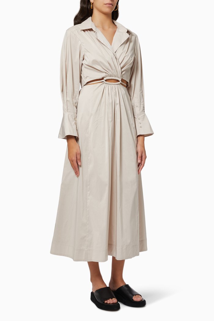 

Alex Shirt Dress in Cotton Poplin, Neutral