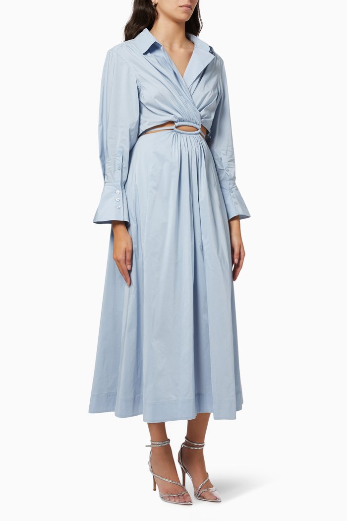 Alex Shirt Dress in Cotton Poplin, Blue