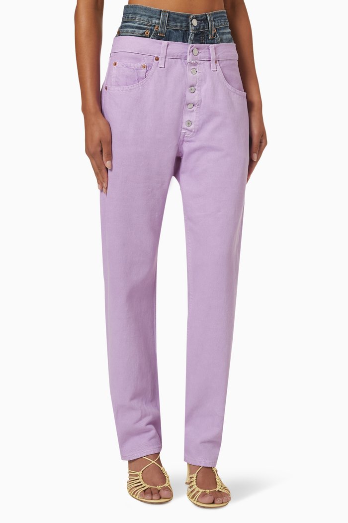 

Double Waistband Jeans in Denim, Purple