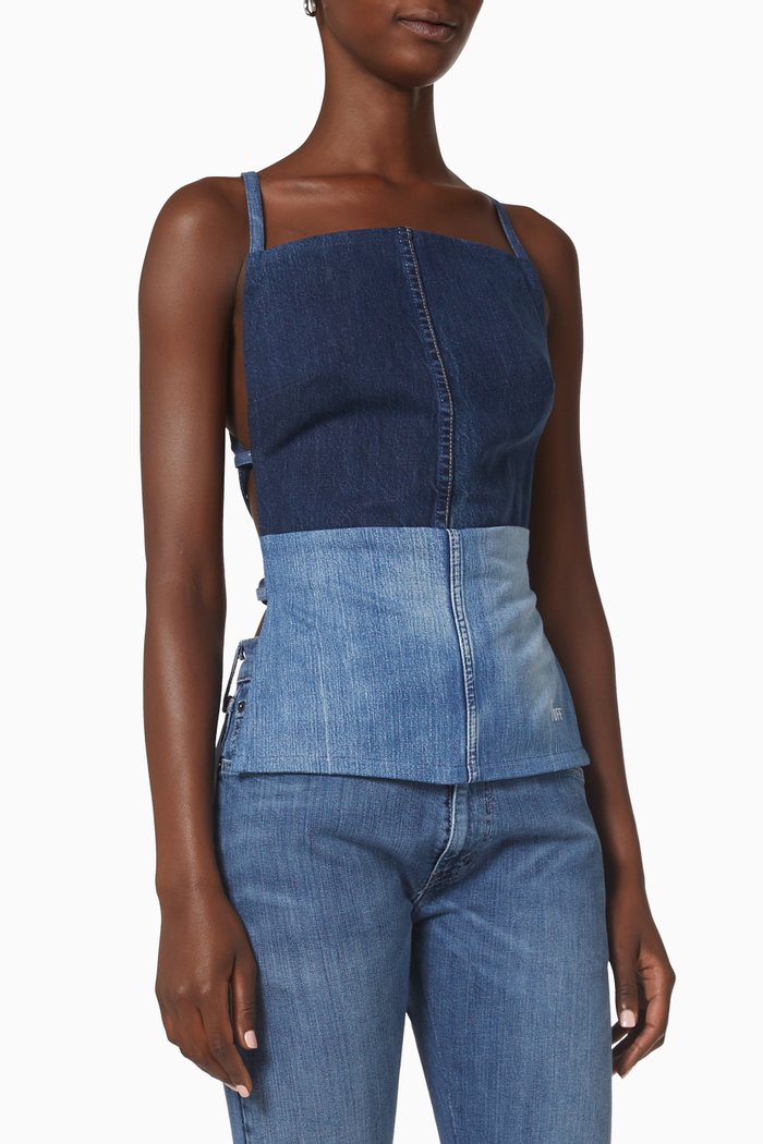 

Backless Denim Top, Blue