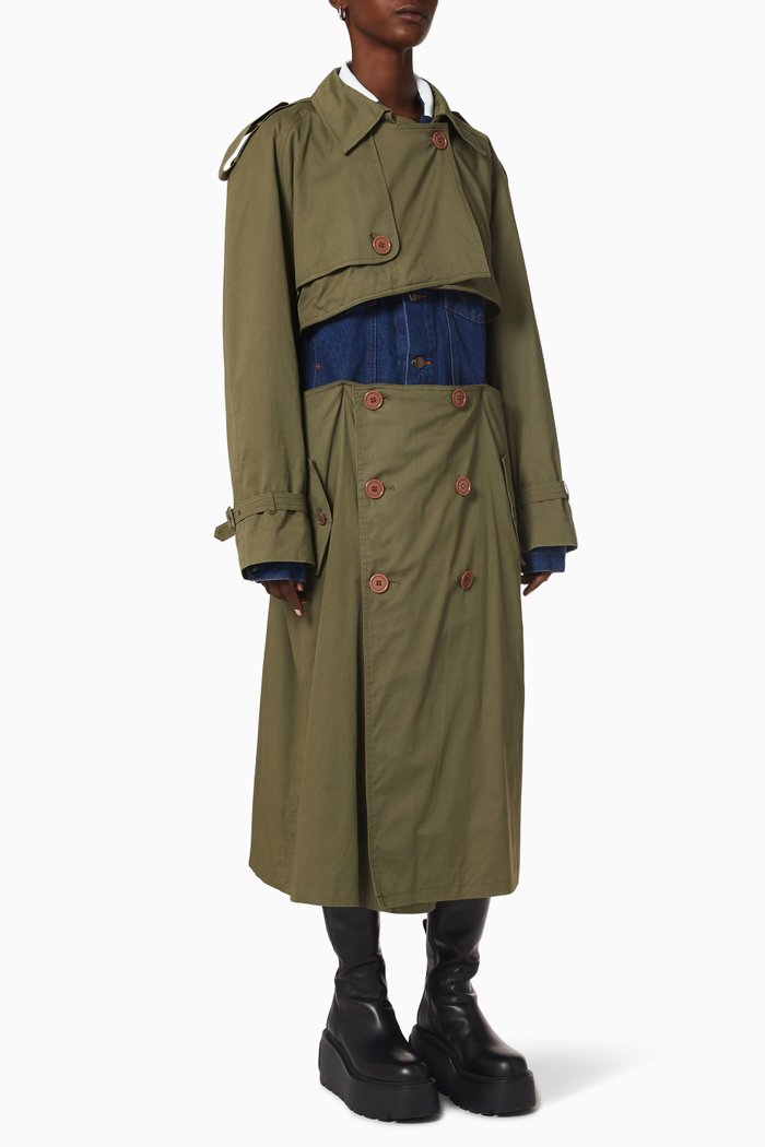 

Layered Trench Coat, Green