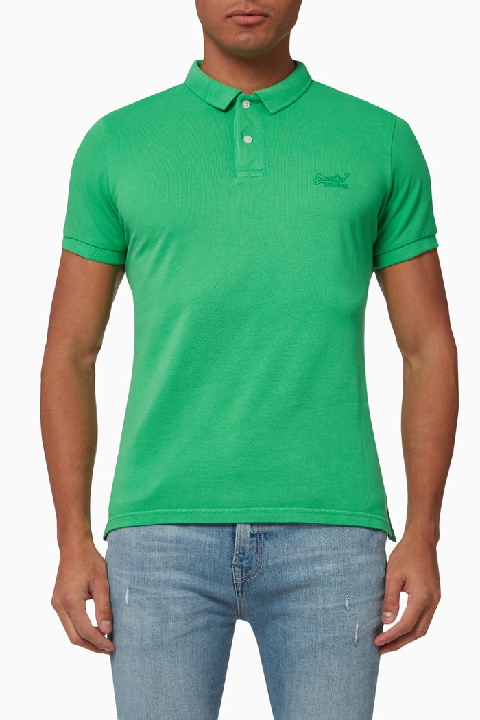 

Vintage Destroy Polo Shirt in Cotton Piqué, Green
