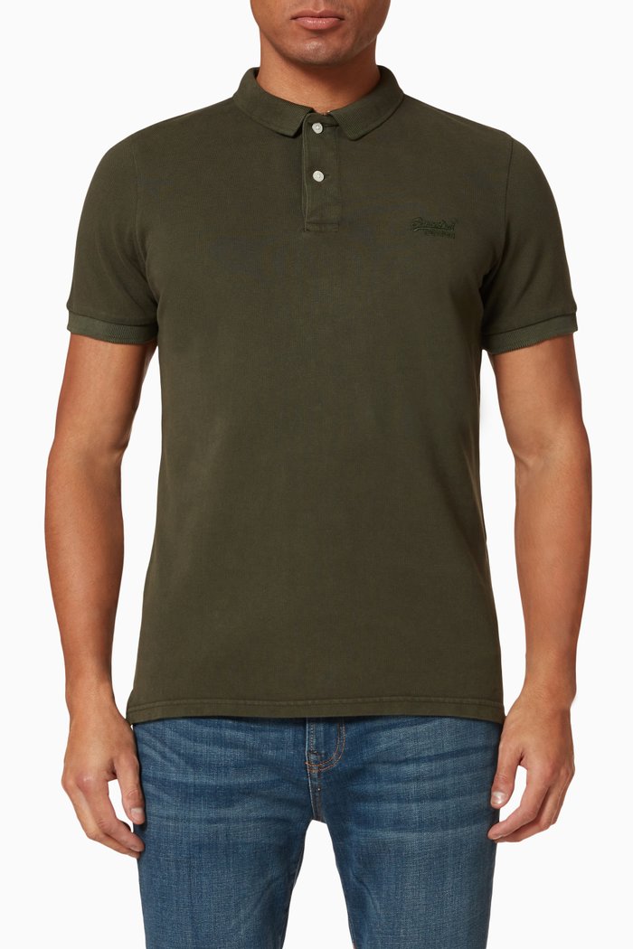 

Vintage Destroy Polo Shirt in Cotton Piqué, Black