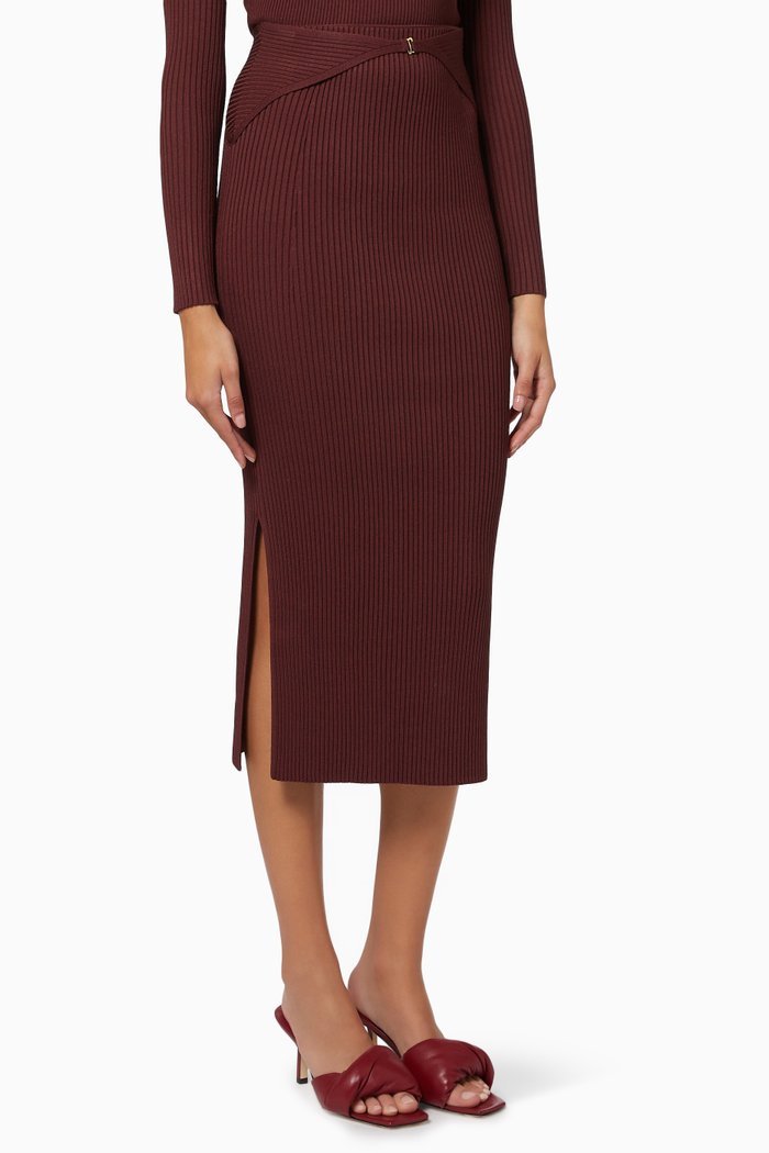 

Sophia Skirt in Compact Rib Knit, Brown