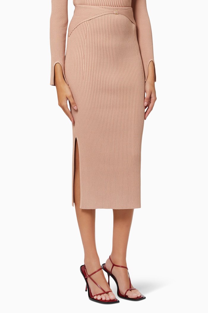 

Sophia Skirt in Compact Rib Knit, Pink