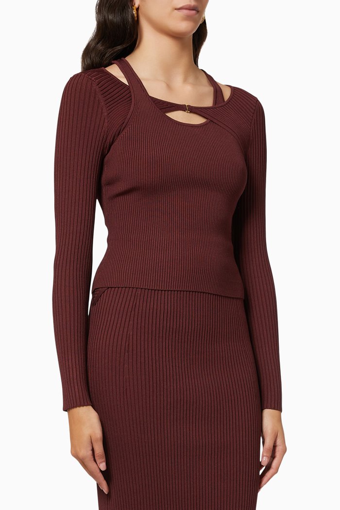 

Seraphina Top in Compact Rib Knit, Brown
