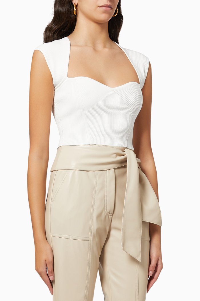 

Abia Crop Top in Compact Rib Knit, White