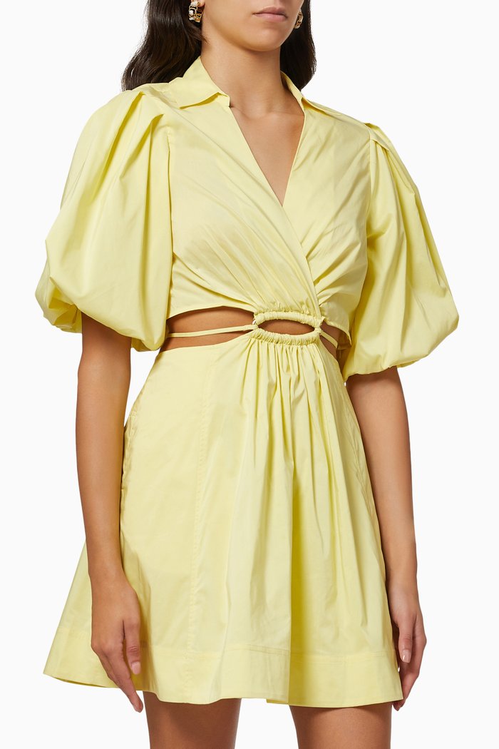 

Aulora Mini Dress in Cotton Poplin, Yellow