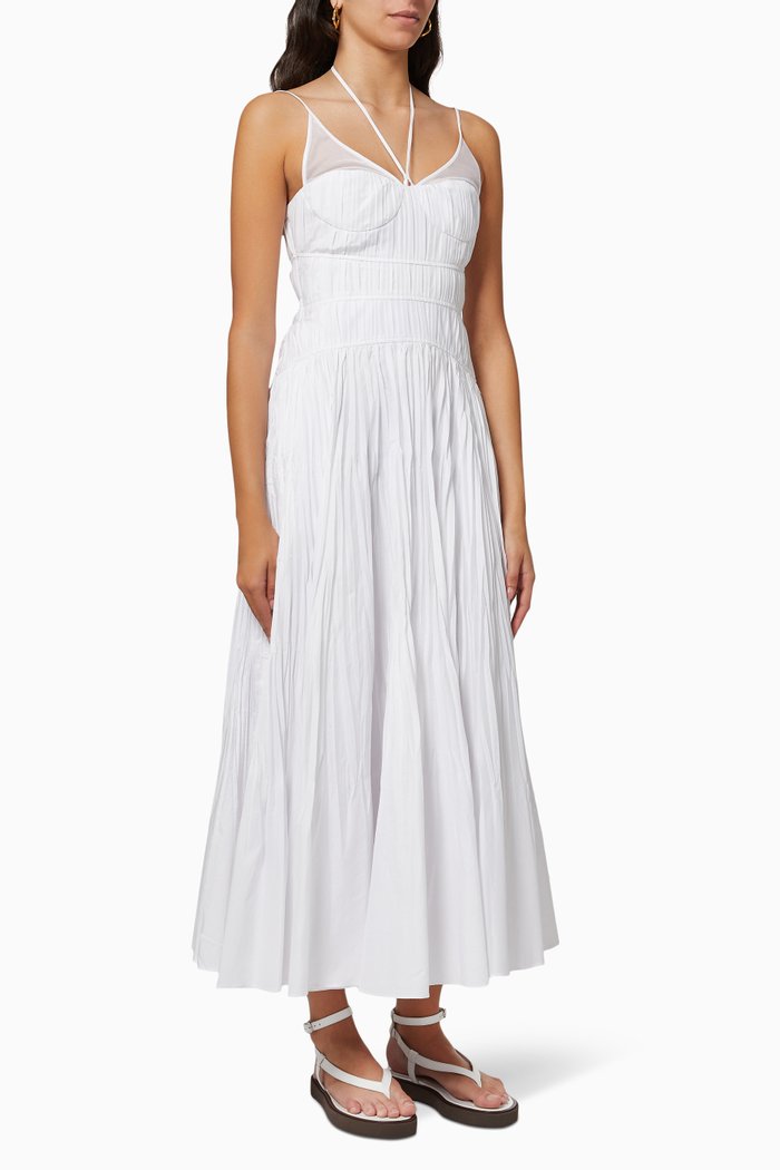 

Indy Bustier Dress in Plisse Poplin, White