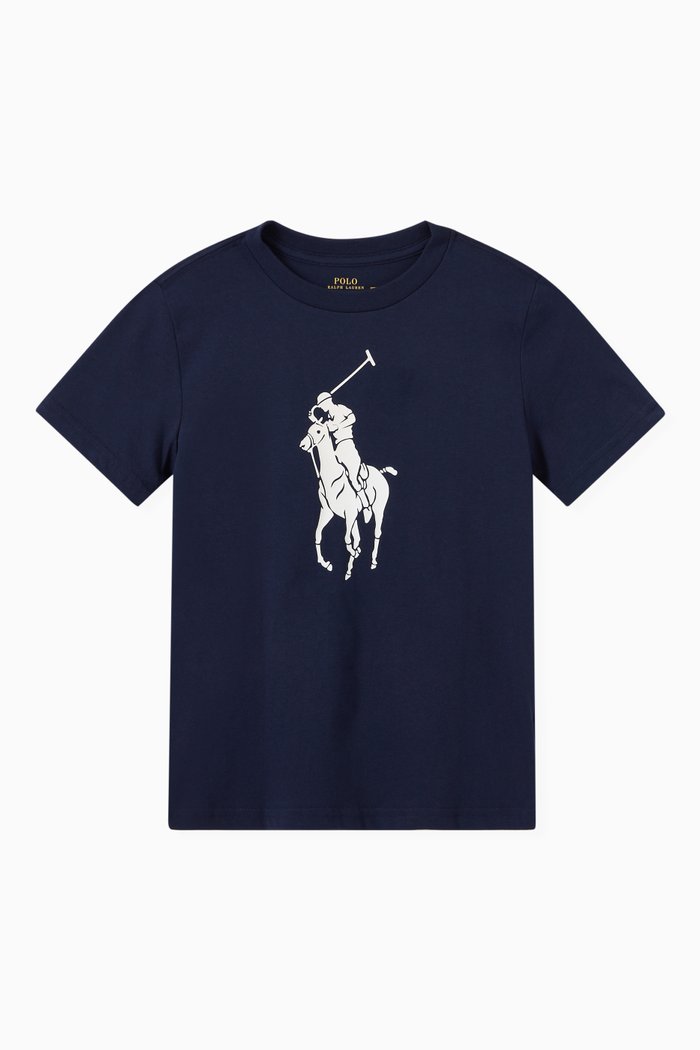 

Big Polo Logo Print T-shirt in Cotton Jersey, Blue
