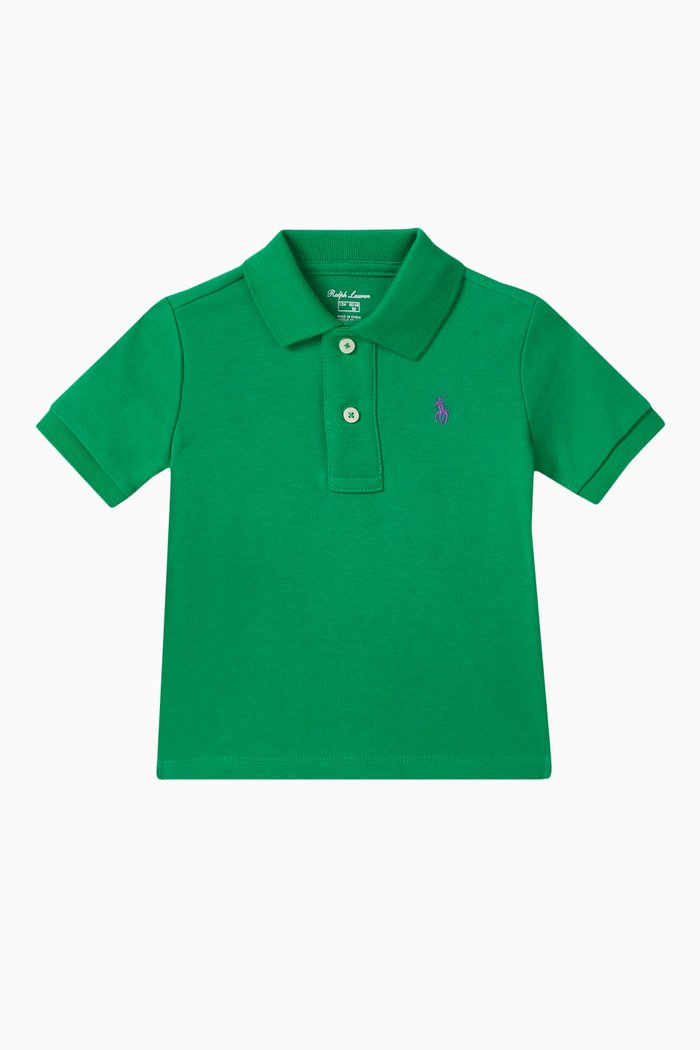 

Logo-embroidered Polo Shirt in Cotton Pique, Green