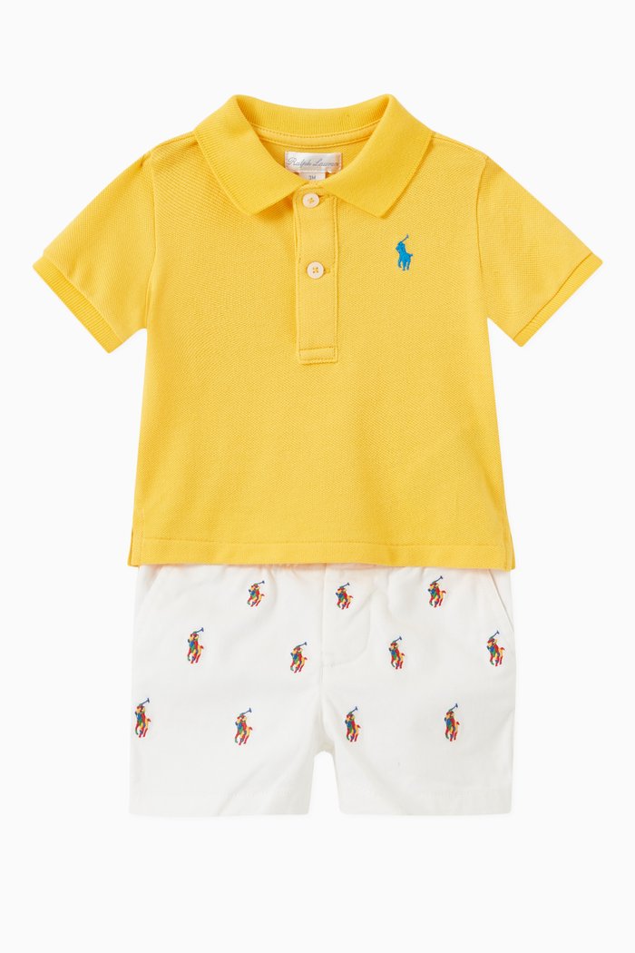 

Polo and Shorts in Cotton, Set of Two, Yellow