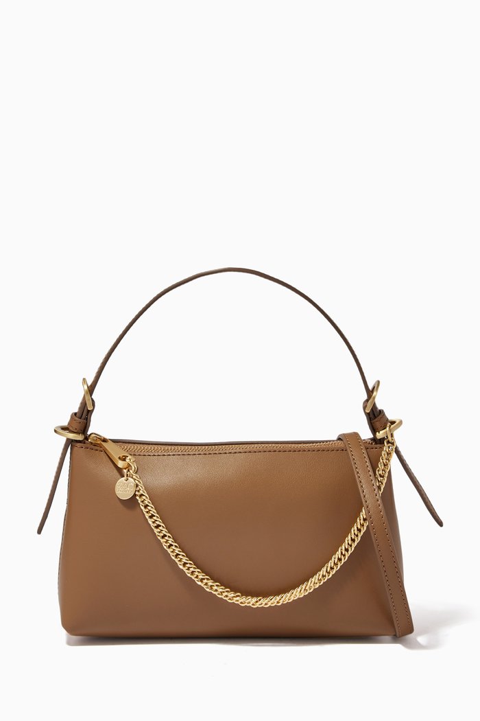 

Posen Zip Top Crossbody Bag in Leather, Brown