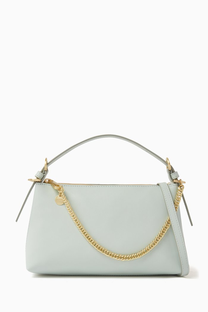 

Posen Zip Top Crossbody Bag in Leather, Grey