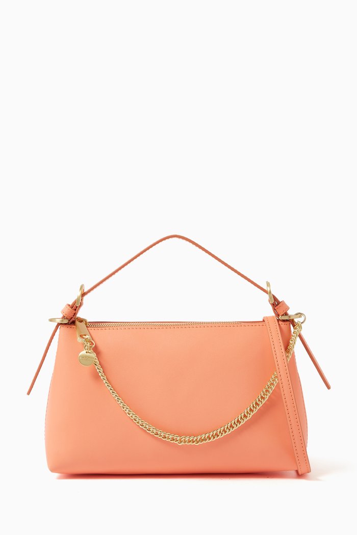 

Posen Zip Top Crossbody Bag in Leather, Orange