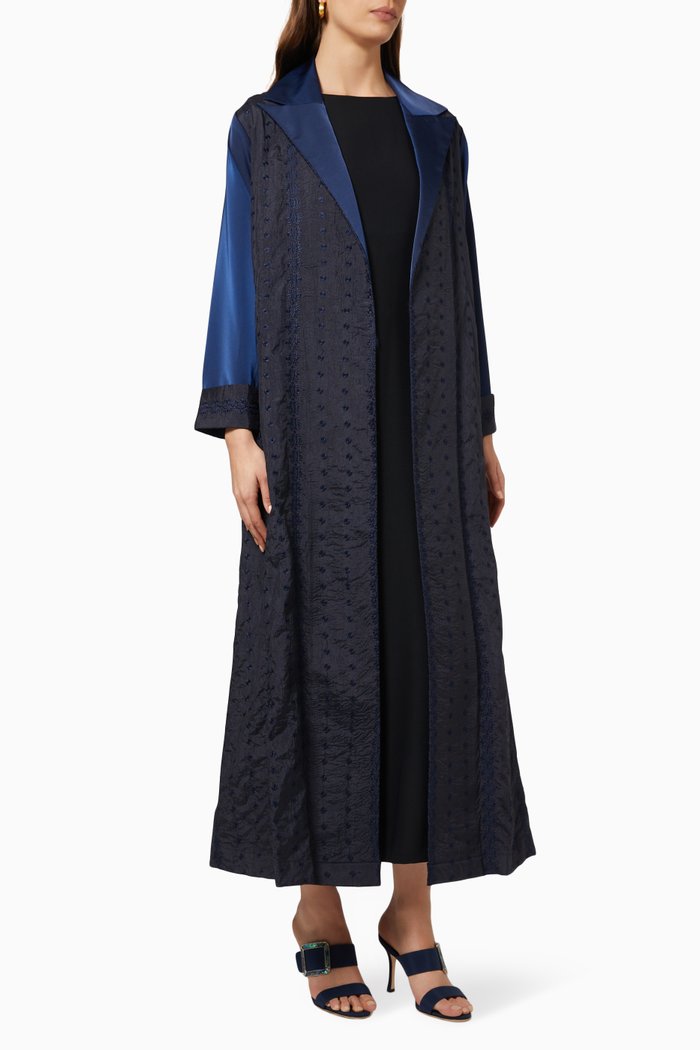 

Embroidered Lace Abaya Set, Blue