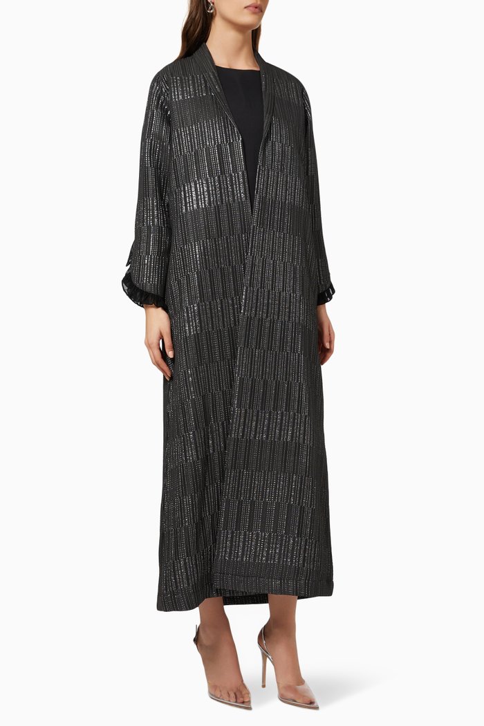 

Silver Lining Abaya Set, Black