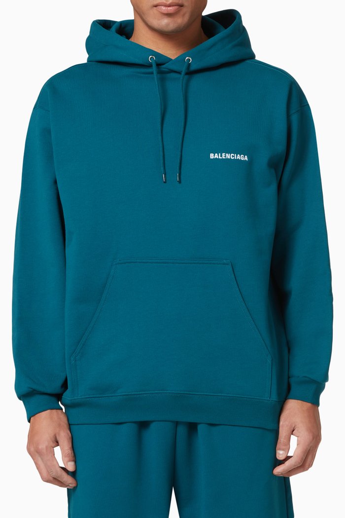 

Logo Medium Fit Hoodie in Cotton Fleece, Blue