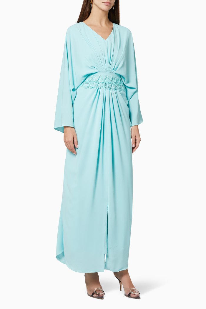 

Gathered V Neck Kaftan, Blue