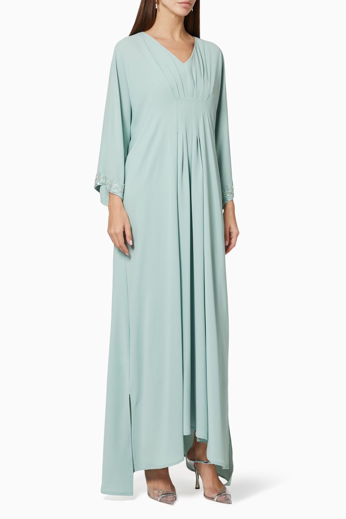 

Gathered Long Sleeve Kaftan, Green