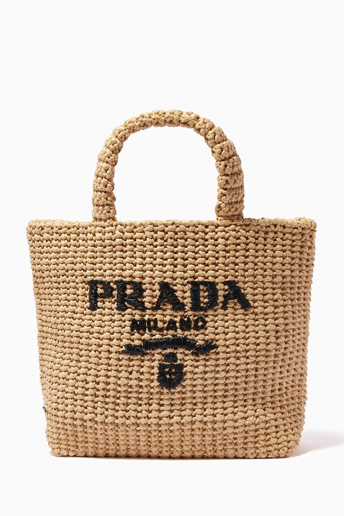 

Small Tote Bag in Raffia, Neutral