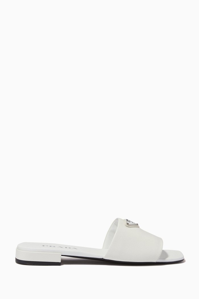 

Logo Enamel Mules in Leather, White